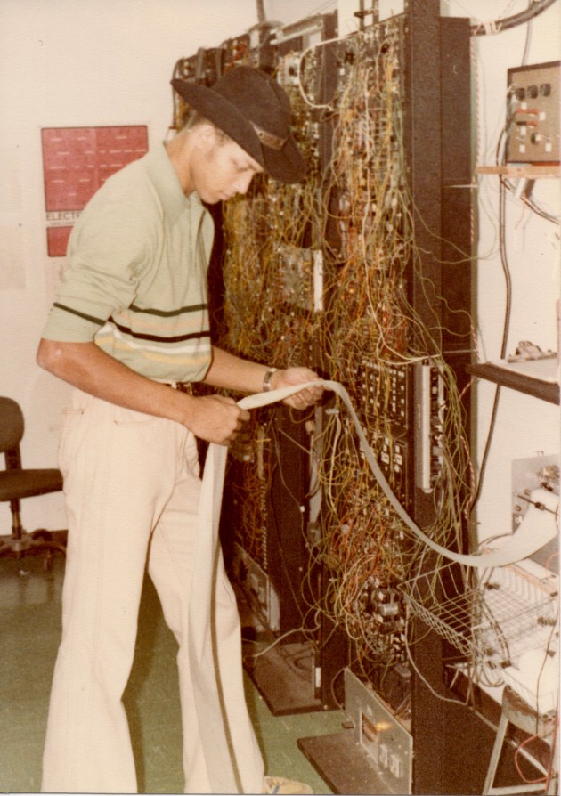 Workstudy student "CJ" in Don Hake's lab, late 1970's.